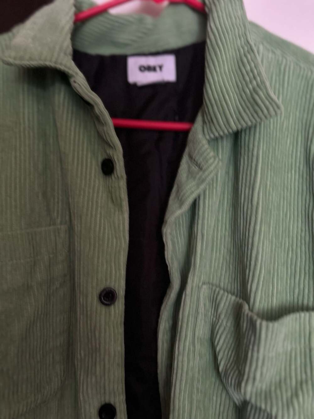 Obey Corduroy Shacket Size L Green Jacket Overshirt